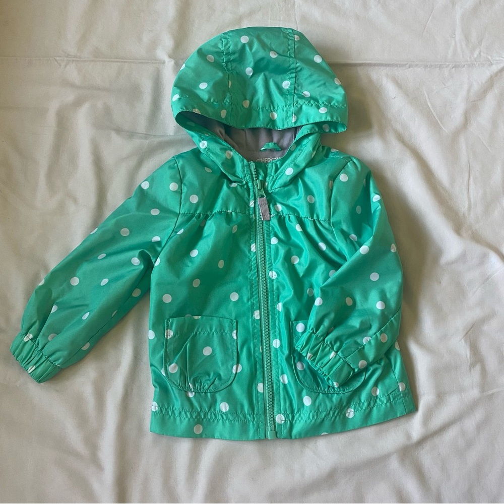 Green Polka Dot Hooded Windbreaker
